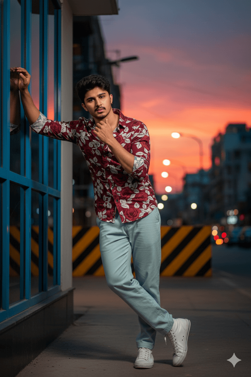 Urban street stylish young man
