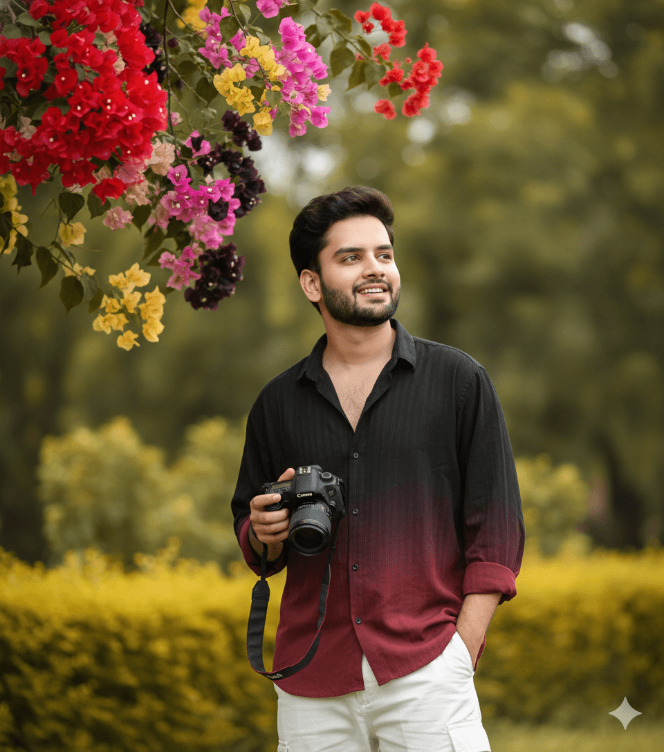 Young man with camera