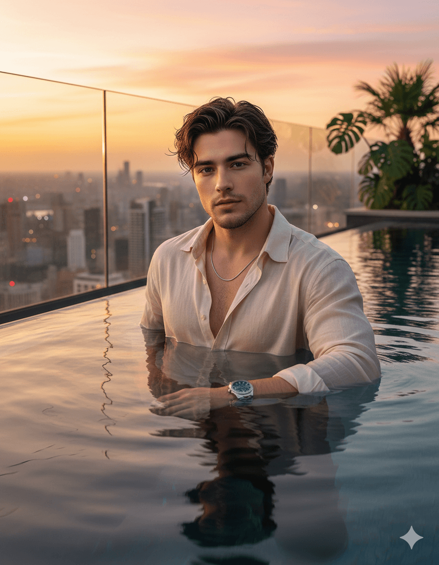 Sunset infinity pool elegance